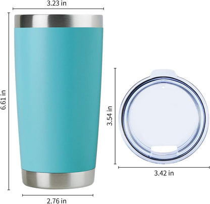 DOMICARE 20oz Stainless Steel Tumbler Bulk with Lid, Double Wall Vacuum Insulated Travel Mug, Powder Coated Coffee Cup, Stainless Steel, 1 Pack