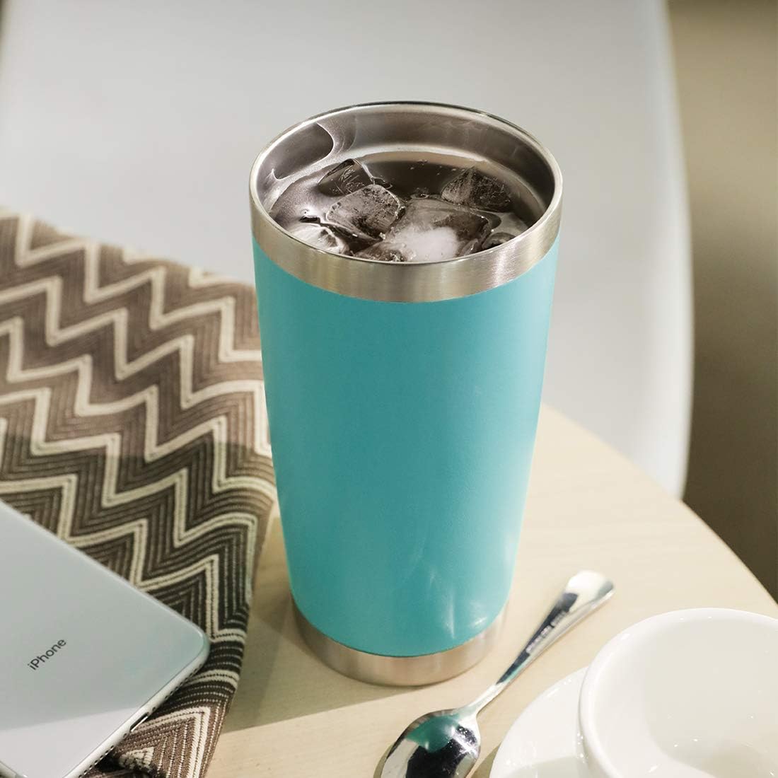 DOMICARE 20oz Stainless Steel Tumbler Bulk with Lid, Double Wall Vacuum Insulated Travel Mug, Powder Coated Coffee Cup, Stainless Steel, 1 Pack