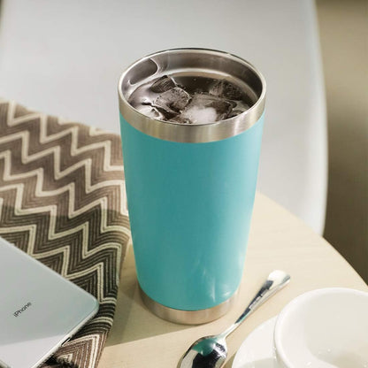 DOMICARE 20oz Stainless Steel Tumbler Bulk with Lid, Double Wall Vacuum Insulated Travel Mug, Powder Coated Coffee Cup, Stainless Steel, 1 Pack