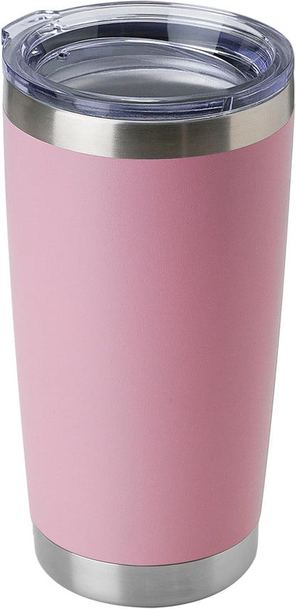 DOMICARE 20oz Stainless Steel Tumbler Bulk with Lid, Double Wall Vacuum Insulated Travel Mug, Powder Coated Coffee Cup, Stainless Steel, 1 Pack