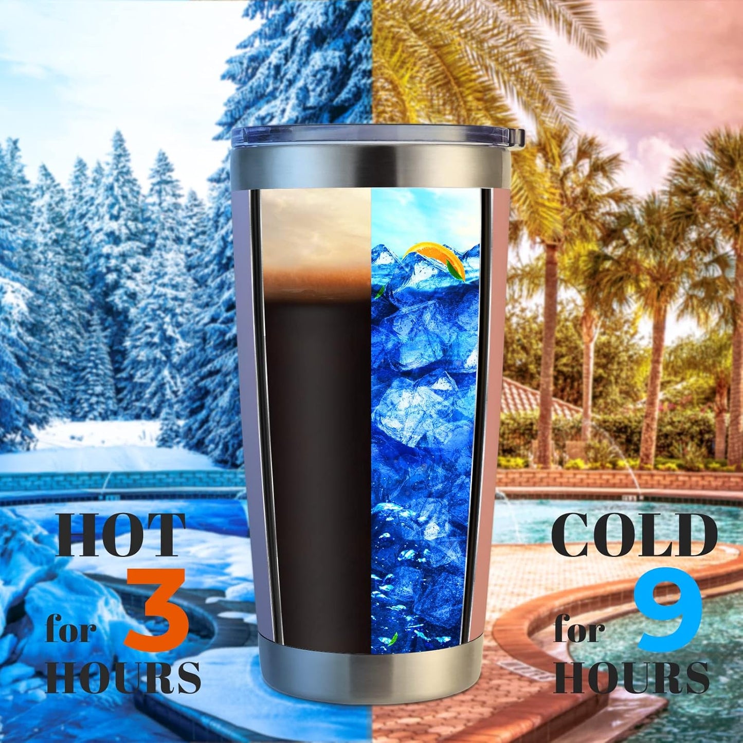 DOMICARE 20oz Stainless Steel Tumbler Bulk with Lid, Double Wall Vacuum Insulated Travel Mug, Powder Coated Coffee Cup, Stainless Steel, 1 Pack