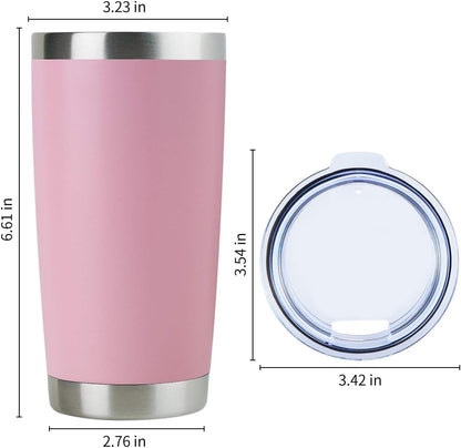 DOMICARE 20oz Stainless Steel Tumbler Bulk with Lid, Double Wall Vacuum Insulated Travel Mug, Powder Coated Coffee Cup, Stainless Steel, 1 Pack