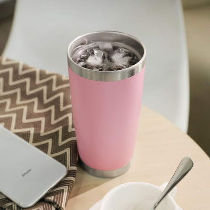 DOMICARE 20oz Stainless Steel Tumbler Bulk with Lid, Double Wall Vacuum Insulated Travel Mug, Powder Coated Coffee Cup, Stainless Steel, 1 Pack