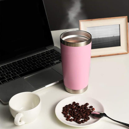 DOMICARE 20oz Stainless Steel Tumbler Bulk with Lid, Double Wall Vacuum Insulated Travel Mug, Powder Coated Coffee Cup, Stainless Steel, 1 Pack