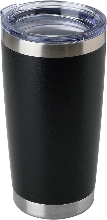 DOMICARE 20oz Stainless Steel Tumbler Bulk with Lid, Double Wall Vacuum Insulated Travel Mug, Powder Coated Coffee Cup, Stainless Steel, 1 Pack