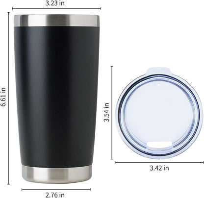DOMICARE 20oz Stainless Steel Tumbler Bulk with Lid, Double Wall Vacuum Insulated Travel Mug, Powder Coated Coffee Cup, Stainless Steel, 1 Pack