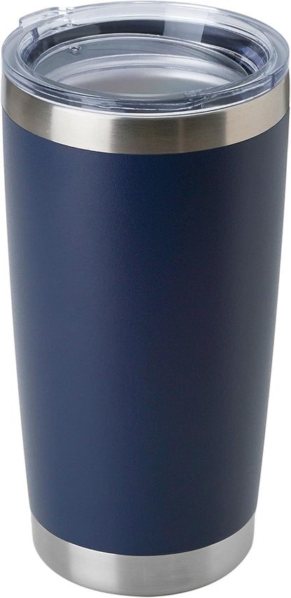 DOMICARE 20oz Stainless Steel Tumbler Bulk with Lid, Double Wall Vacuum Insulated Travel Mug, Powder Coated Coffee Cup, Stainless Steel, 1 Pack
