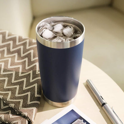 DOMICARE 20oz Stainless Steel Tumbler Bulk with Lid, Double Wall Vacuum Insulated Travel Mug, Powder Coated Coffee Cup, Stainless Steel, 1 Pack