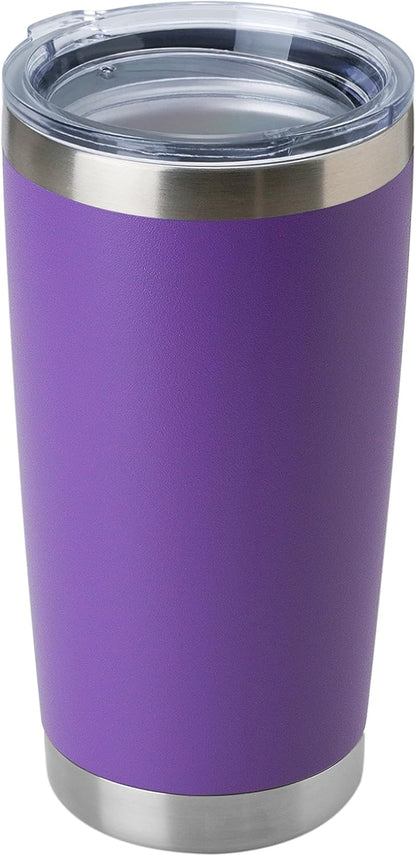 DOMICARE 20oz Stainless Steel Tumbler Bulk with Lid, Double Wall Vacuum Insulated Travel Mug, Powder Coated Coffee Cup, Stainless Steel, 1 Pack