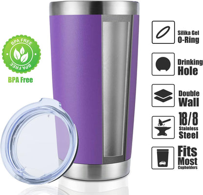DOMICARE 20oz Stainless Steel Tumbler Bulk with Lid, Double Wall Vacuum Insulated Travel Mug, Powder Coated Coffee Cup, Stainless Steel, 1 Pack