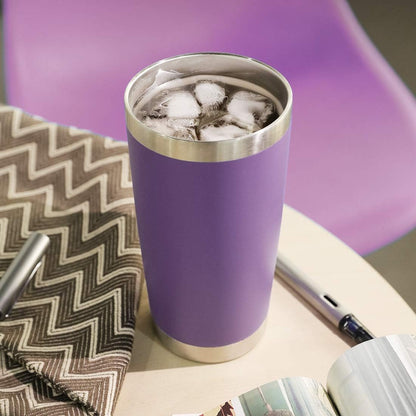 DOMICARE 20oz Stainless Steel Tumbler Bulk with Lid, Double Wall Vacuum Insulated Travel Mug, Powder Coated Coffee Cup, Stainless Steel, 1 Pack