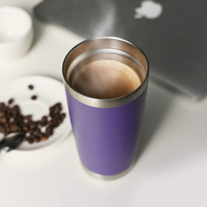 DOMICARE 20oz Stainless Steel Tumbler Bulk with Lid, Double Wall Vacuum Insulated Travel Mug, Powder Coated Coffee Cup, Stainless Steel, 1 Pack
