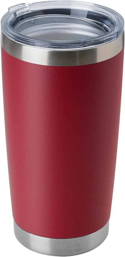 DOMICARE 20oz Stainless Steel Tumbler Bulk with Lid, Double Wall Vacuum Insulated Travel Mug, Powder Coated Coffee Cup, Stainless Steel, 1 Pack