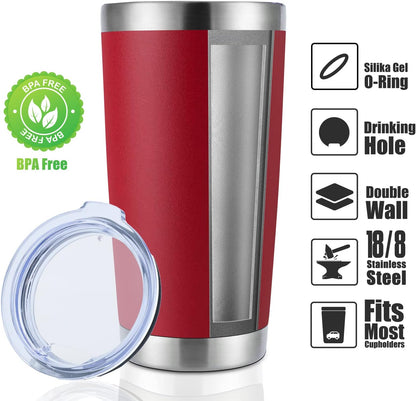 DOMICARE 20oz Stainless Steel Tumbler Bulk with Lid, Double Wall Vacuum Insulated Travel Mug, Powder Coated Coffee Cup, Stainless Steel, 1 Pack