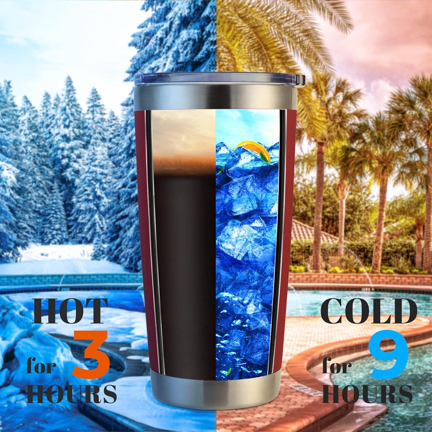 DOMICARE 20oz Stainless Steel Tumbler Bulk with Lid, Double Wall Vacuum Insulated Travel Mug, Powder Coated Coffee Cup, Stainless Steel, 1 Pack