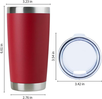 DOMICARE 20oz Stainless Steel Tumbler Bulk with Lid, Double Wall Vacuum Insulated Travel Mug, Powder Coated Coffee Cup, Stainless Steel, 1 Pack