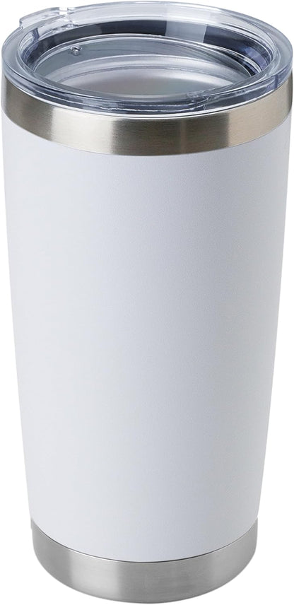 DOMICARE 20oz Stainless Steel Tumbler Bulk with Lid, Double Wall Vacuum Insulated Travel Mug, Powder Coated Coffee Cup, Stainless Steel, 1 Pack
