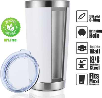 DOMICARE 20oz Stainless Steel Tumbler Bulk with Lid, Double Wall Vacuum Insulated Travel Mug, Powder Coated Coffee Cup, Stainless Steel, 1 Pack