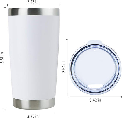 DOMICARE 20oz Stainless Steel Tumbler Bulk with Lid, Double Wall Vacuum Insulated Travel Mug, Powder Coated Coffee Cup, Stainless Steel, 1 Pack