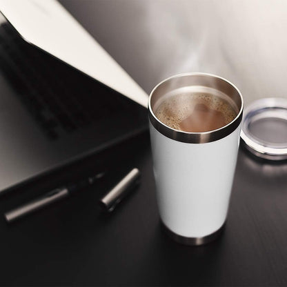 DOMICARE 20oz Stainless Steel Tumbler Bulk with Lid, Double Wall Vacuum Insulated Travel Mug, Powder Coated Coffee Cup, Stainless Steel, 1 Pack