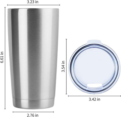 DOMICARE 20oz Stainless Steel Tumbler Bulk with Lid, Double Wall Vacuum Insulated Travel Mug, Powder Coated Coffee Cup, Stainless Steel, 1 Pack