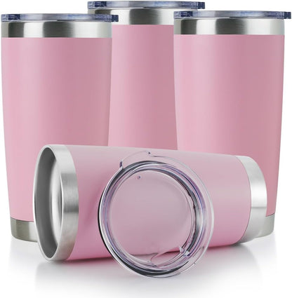 DOMICARE 20oz Stainless Steel Tumbler Bulk with Lid, Double Wall Vacuum Insulated Travel Mug, Powder Coated Coffee Cup, Stainless Steel, 1 Pack