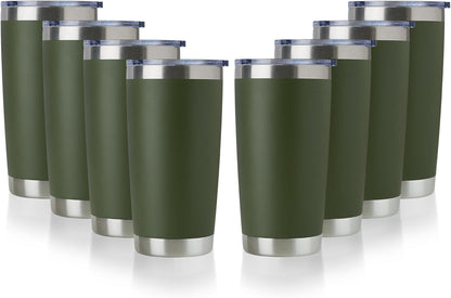 DOMICARE 20oz Stainless Steel Tumbler Bulk with Lid, Double Wall Vacuum Insulated Travel Mug, Powder Coated Coffee Cup, Stainless Steel, 1 Pack