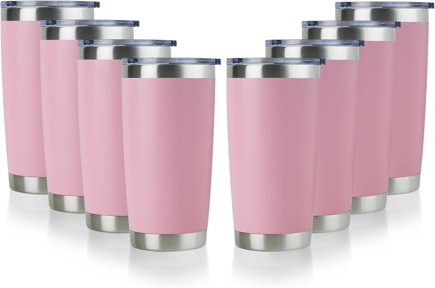 DOMICARE 20oz Stainless Steel Tumbler Bulk with Lid, Double Wall Vacuum Insulated Travel Mug, Powder Coated Coffee Cup, Stainless Steel, 1 Pack