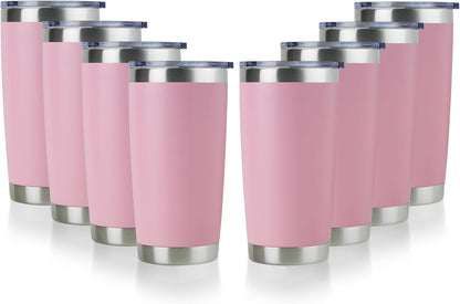 DOMICARE 20oz Stainless Steel Tumbler Bulk with Lid, Double Wall Vacuum Insulated Travel Mug, Powder Coated Coffee Cup, Stainless Steel, 1 Pack