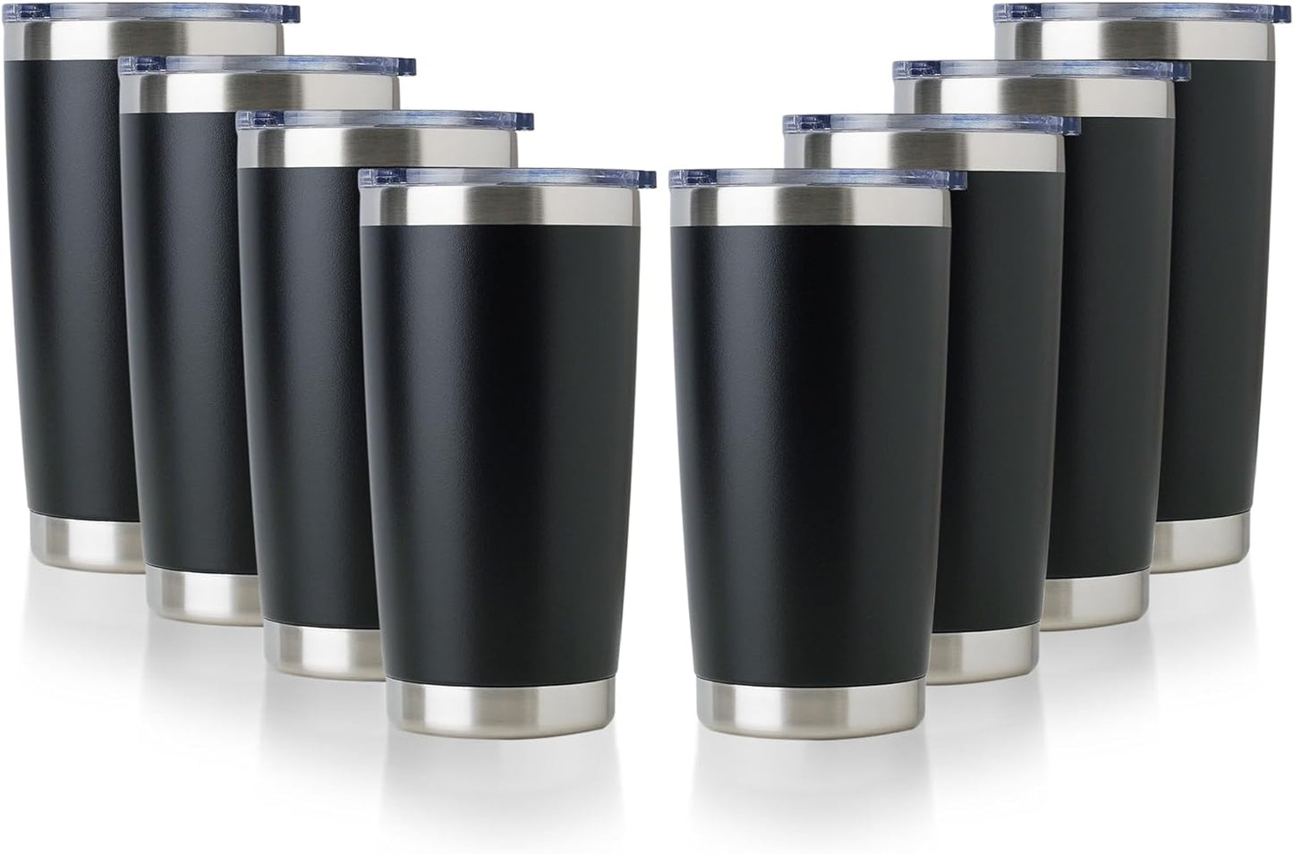 DOMICARE 20oz Stainless Steel Tumbler Bulk with Lid, Double Wall Vacuum Insulated Travel Mug, Powder Coated Coffee Cup, Stainless Steel, 1 Pack