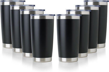 DOMICARE 20oz Stainless Steel Tumbler Bulk with Lid, Double Wall Vacuum Insulated Travel Mug, Powder Coated Coffee Cup, Stainless Steel, 1 Pack