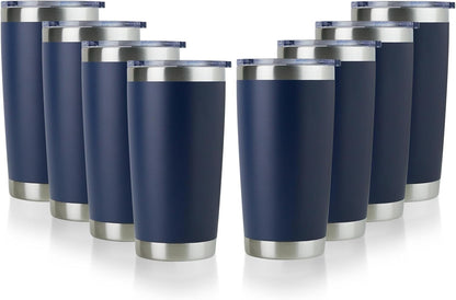 DOMICARE 20oz Stainless Steel Tumbler Bulk with Lid, Double Wall Vacuum Insulated Travel Mug, Powder Coated Coffee Cup, Stainless Steel, 1 Pack