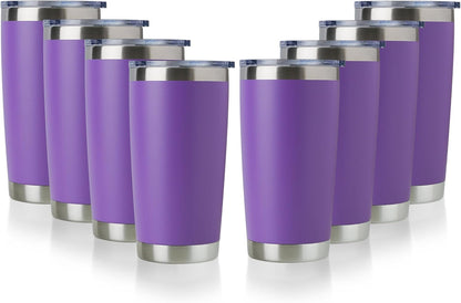 DOMICARE 20oz Stainless Steel Tumbler Bulk with Lid, Double Wall Vacuum Insulated Travel Mug, Powder Coated Coffee Cup, Stainless Steel, 1 Pack