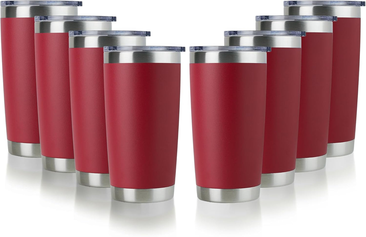 DOMICARE 20oz Stainless Steel Tumbler Bulk with Lid, Double Wall Vacuum Insulated Travel Mug, Powder Coated Coffee Cup, Stainless Steel, 1 Pack