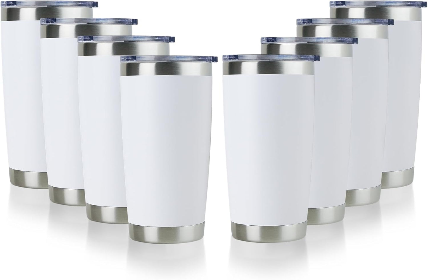 DOMICARE 20oz Stainless Steel Tumbler Bulk with Lid, Double Wall Vacuum Insulated Travel Mug, Powder Coated Coffee Cup, Stainless Steel, 1 Pack