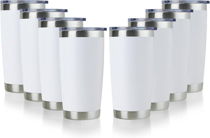 DOMICARE 20oz Stainless Steel Tumbler Bulk with Lid, Double Wall Vacuum Insulated Travel Mug, Powder Coated Coffee Cup, Stainless Steel, 1 Pack