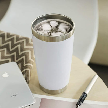 DOMICARE 20oz Stainless Steel Tumbler Bulk with Lid, Double Wall Vacuum Insulated Travel Mug, Powder Coated Coffee Cup, Stainless Steel, 1 Pack