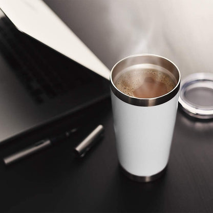 DOMICARE 20oz Stainless Steel Tumbler Bulk with Lid, Double Wall Vacuum Insulated Travel Mug, Powder Coated Coffee Cup, Stainless Steel, 1 Pack