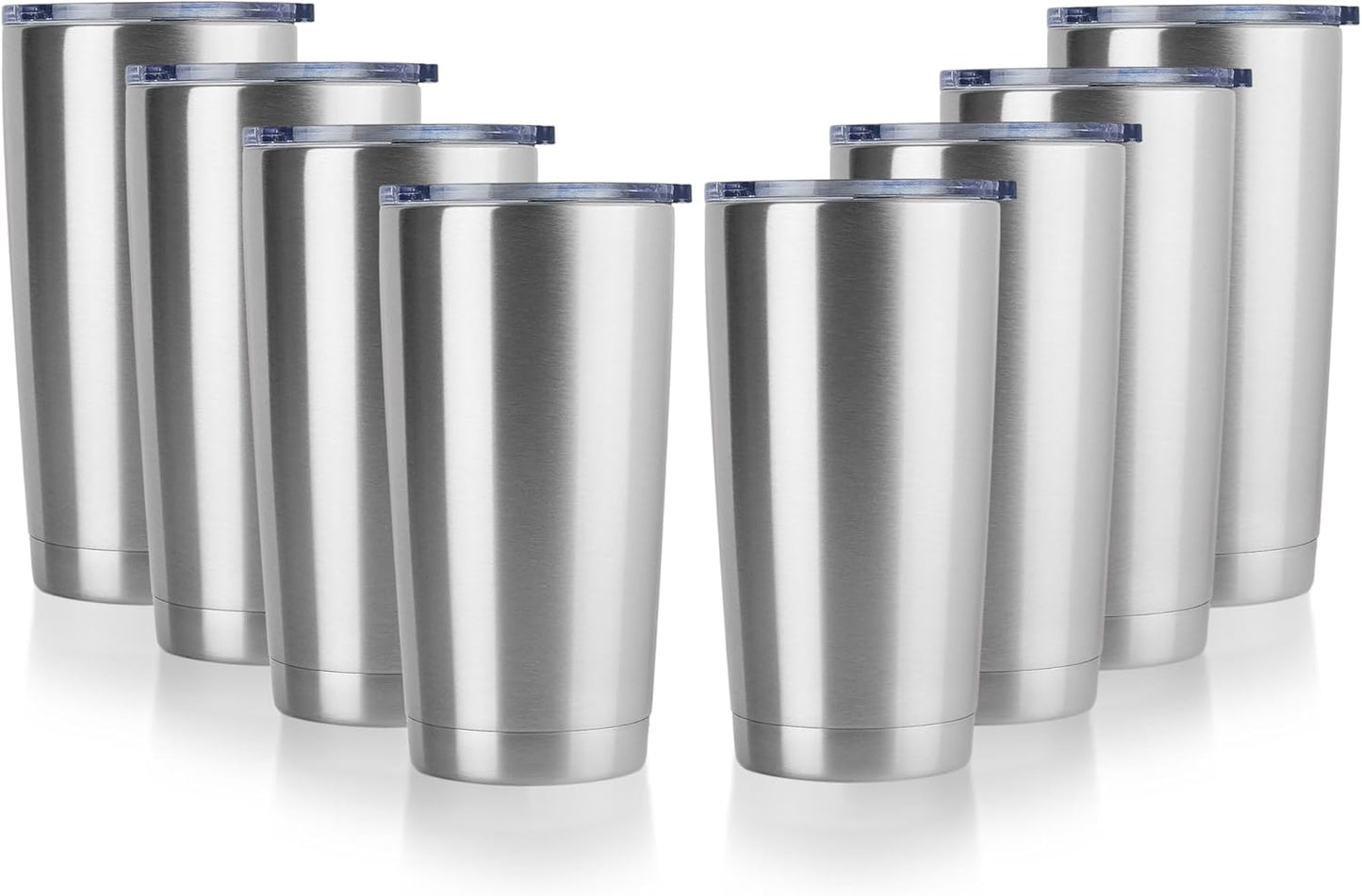 DOMICARE 20oz Stainless Steel Tumbler Bulk with Lid, Double Wall Vacuum Insulated Travel Mug, Powder Coated Coffee Cup, Stainless Steel, 1 Pack