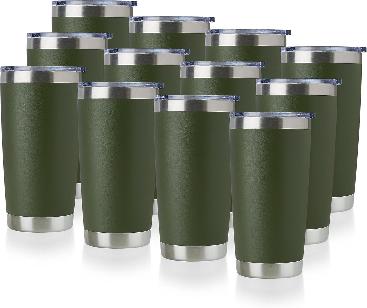 DOMICARE 20oz Stainless Steel Tumbler Bulk with Lid, Double Wall Vacuum Insulated Travel Mug, Powder Coated Coffee Cup, Stainless Steel, 1 Pack