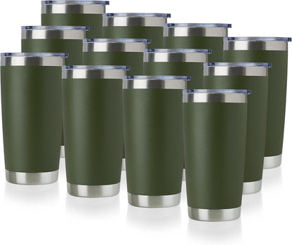 DOMICARE 20oz Stainless Steel Tumbler Bulk with Lid, Double Wall Vacuum Insulated Travel Mug, Powder Coated Coffee Cup, Stainless Steel, 1 Pack