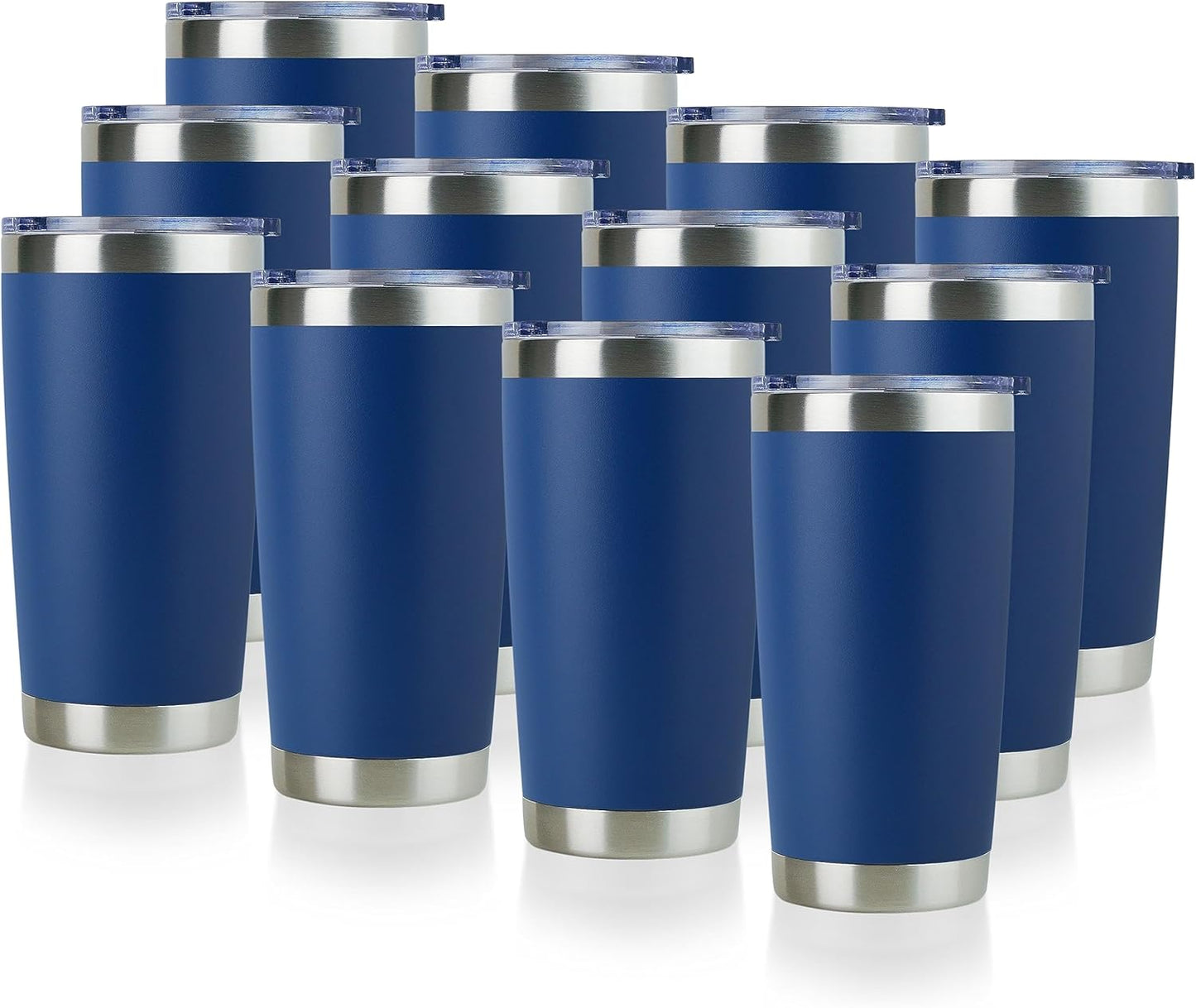 DOMICARE 20oz Stainless Steel Tumbler Bulk with Lid, Double Wall Vacuum Insulated Travel Mug, Powder Coated Coffee Cup, Stainless Steel, 1 Pack