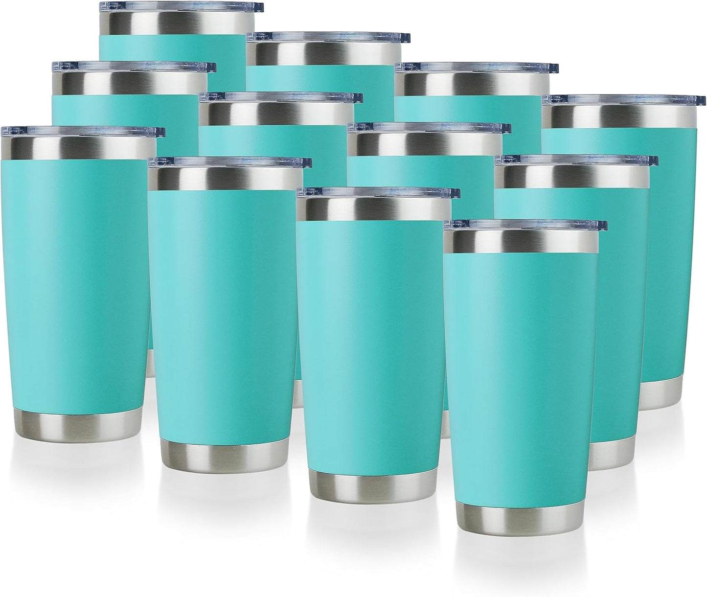 DOMICARE 20oz Stainless Steel Tumbler Bulk with Lid, Double Wall Vacuum Insulated Travel Mug, Powder Coated Coffee Cup, Stainless Steel, 1 Pack