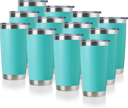 DOMICARE 20oz Stainless Steel Tumbler Bulk with Lid, Double Wall Vacuum Insulated Travel Mug, Powder Coated Coffee Cup, Stainless Steel, 1 Pack