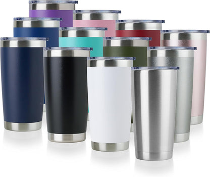 DOMICARE 20oz Stainless Steel Tumbler Bulk with Lid, Double Wall Vacuum Insulated Travel Mug, Powder Coated Coffee Cup, Stainless Steel, 1 Pack