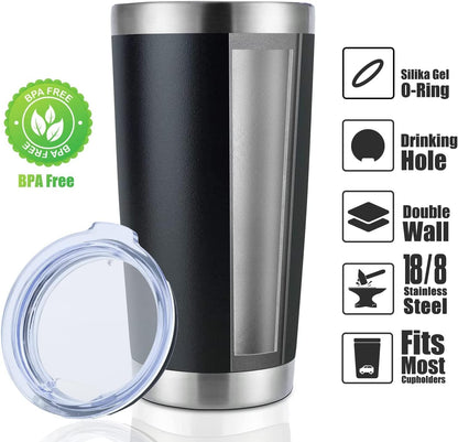 DOMICARE 20oz Stainless Steel Tumbler Bulk with Lid, Double Wall Vacuum Insulated Travel Mug, Powder Coated Coffee Cup, Stainless Steel, 1 Pack
