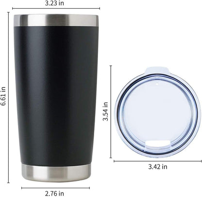 DOMICARE 20oz Stainless Steel Tumbler Bulk with Lid, Double Wall Vacuum Insulated Travel Mug, Powder Coated Coffee Cup, Stainless Steel, 1 Pack