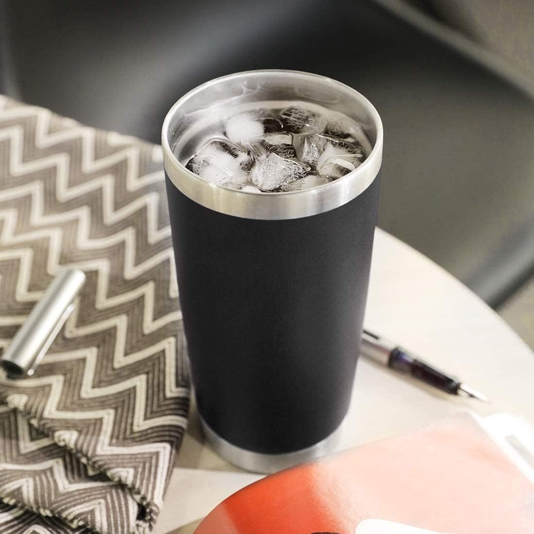 DOMICARE 20oz Stainless Steel Tumbler Bulk with Lid, Double Wall Vacuum Insulated Travel Mug, Powder Coated Coffee Cup, Stainless Steel, 1 Pack