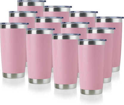 DOMICARE 20oz Stainless Steel Tumbler Bulk with Lid, Double Wall Vacuum Insulated Travel Mug, Powder Coated Coffee Cup, Stainless Steel, 1 Pack