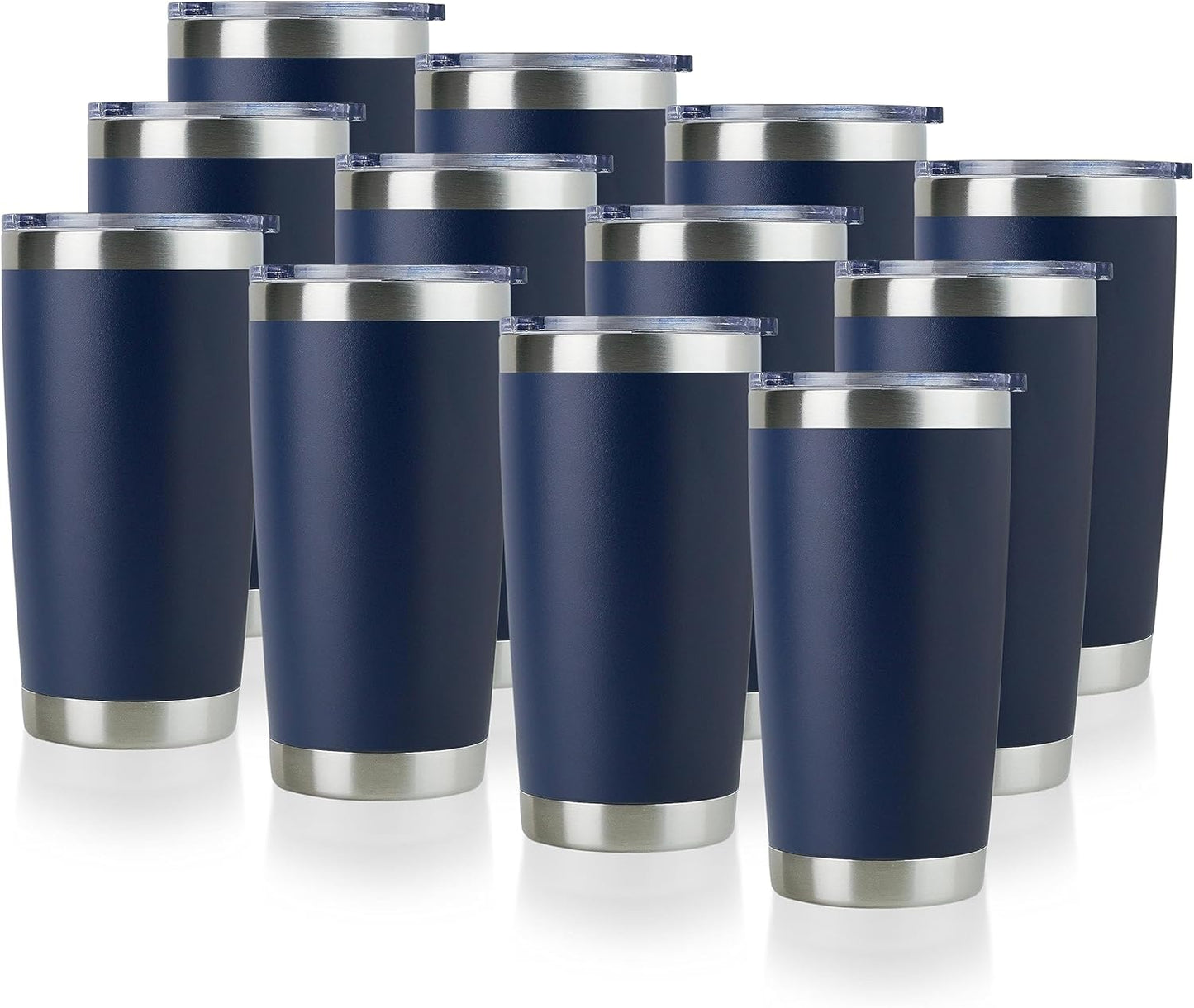 DOMICARE 20oz Stainless Steel Tumbler Bulk with Lid, Double Wall Vacuum Insulated Travel Mug, Powder Coated Coffee Cup, Stainless Steel, 1 Pack